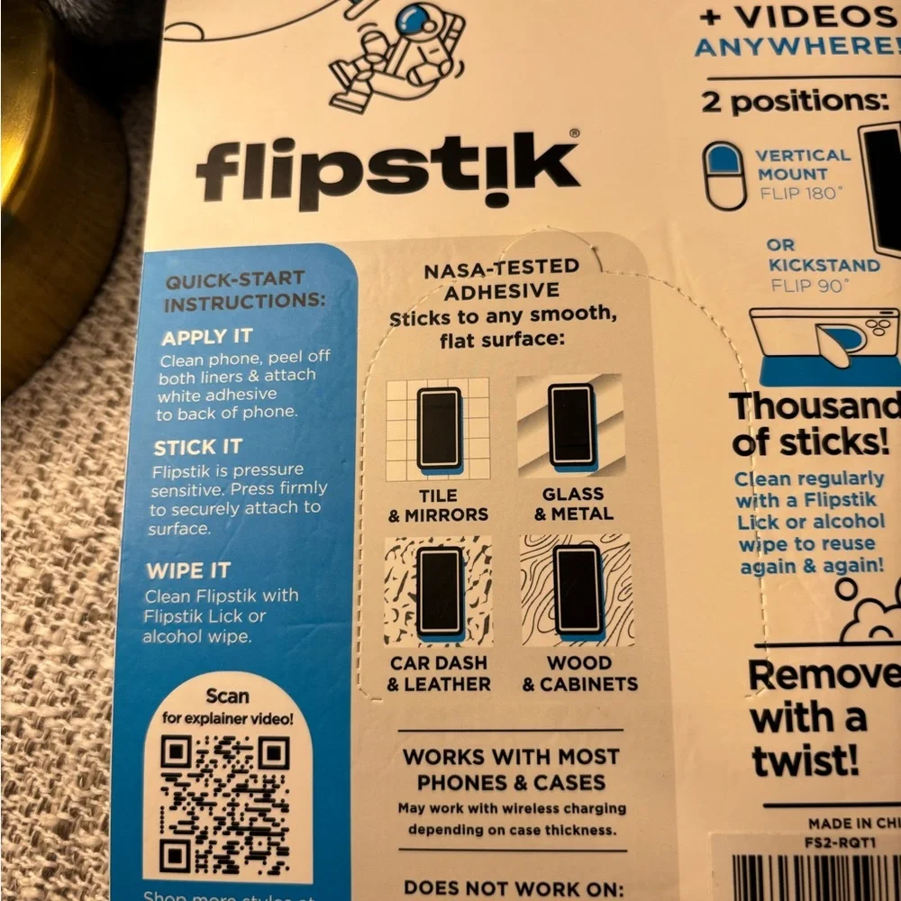 Flipstik Phone Stand with Purple‎ Marble Design